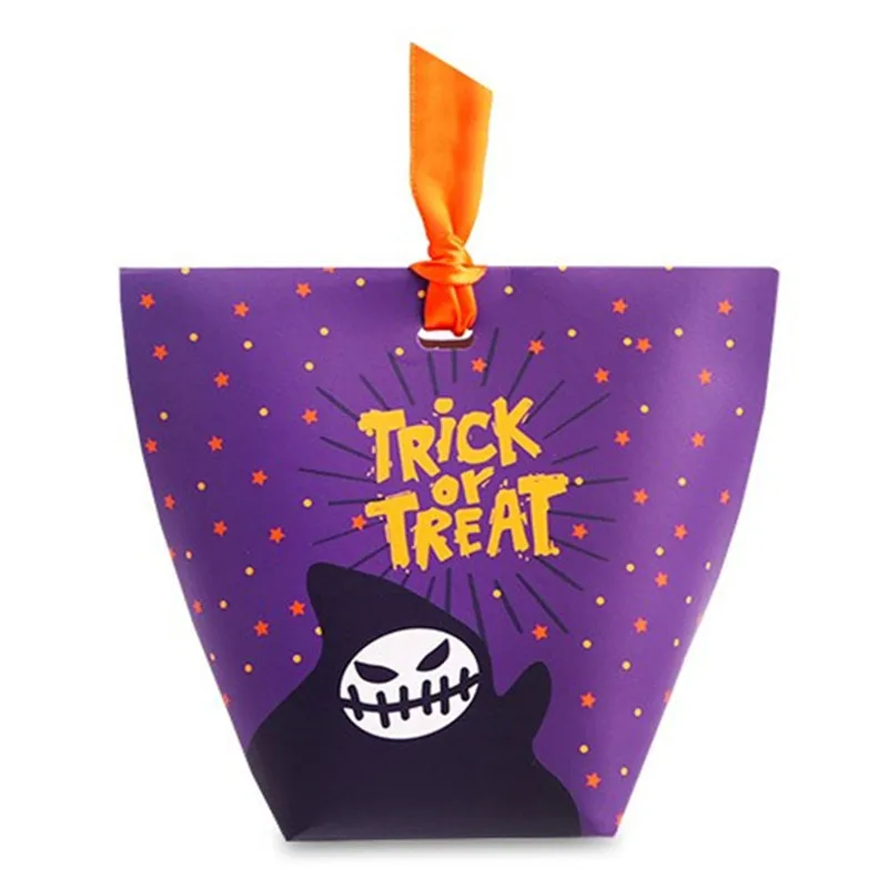 PurpleTrick or treat Хэллоуин для детей трюк или угощение вечерние Череп Призрак коробки для конфет Хэллоуин украшения детский душ подарок на день рождения Коробка органайзер, Q - Цвет: PurpleTrick or treat