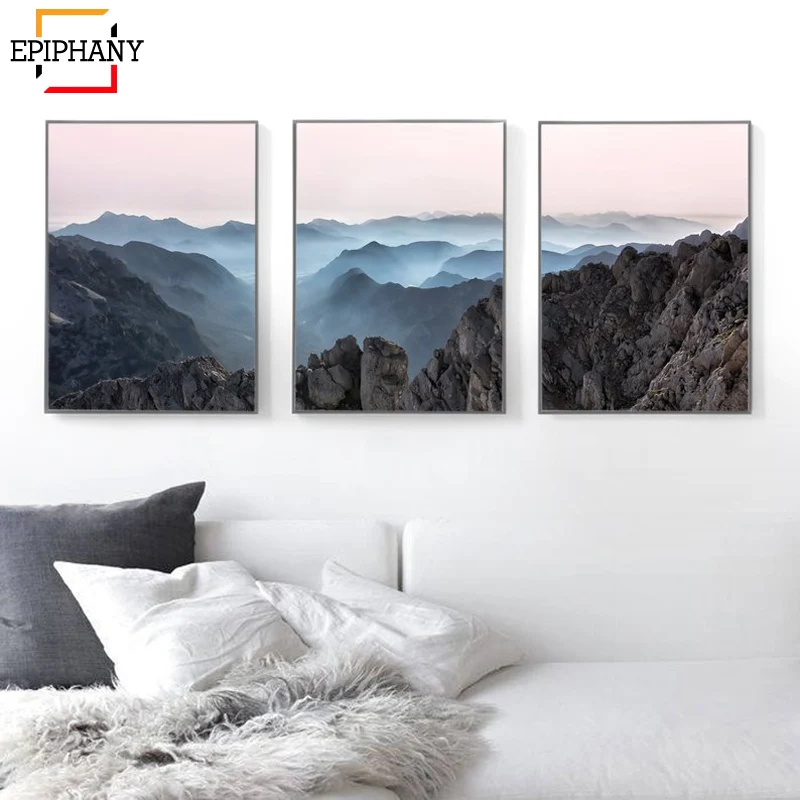 Современные горные принты настенные картины на холсте с изображением пейзажа