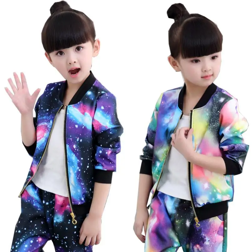 

2021 Autumn Girls Clothing Sets Children Tracksuit Fashion Zipper Coat And Pant Set Kids Clothes Set Carnival Girl Sports Suit