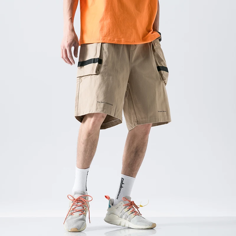 

Streetwear Mens Bermuda Shorts Streetwear Knee Length Casual Shorts Male 2020 Summer Multi-Pocket Short Pants Men Fashion M-5XL