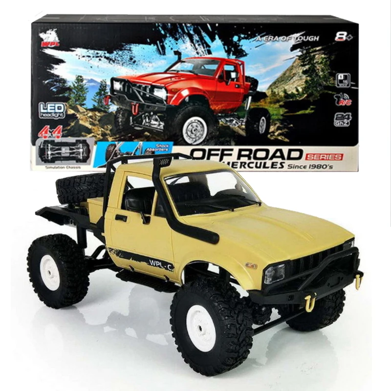 Yellow Original Box WPL C14 C-14 1:16 беспроводной Радиоуправляемый автомобиль 4WD 2,4 ГГц дистанционный гусеничный внедорожный автомобиль багги Модель игрушки для детей Подарки Carro RTR - Color: Yellow Original Box