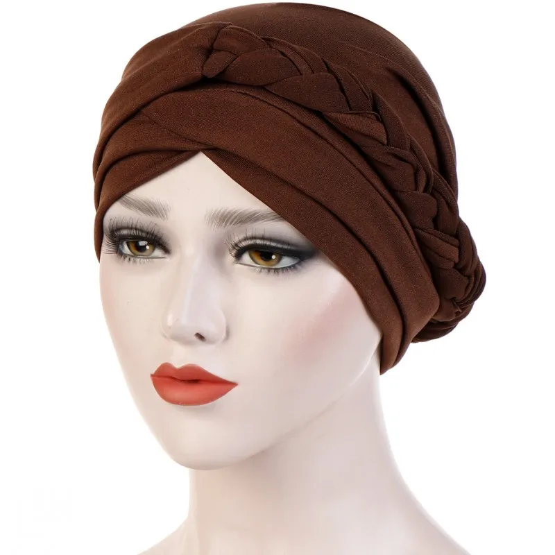 

Muslim Turbans Hats Women Fashion Knot Twist Inner Plain Hijab Caps Headbands Spring Casual Streetwear Islamic Headscarf Bonnet
