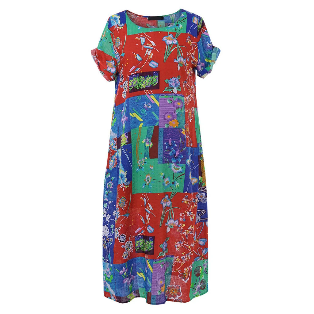 Модное платье JAYCOSIN 2019 женское винтажное макси с богемным принтом коротким