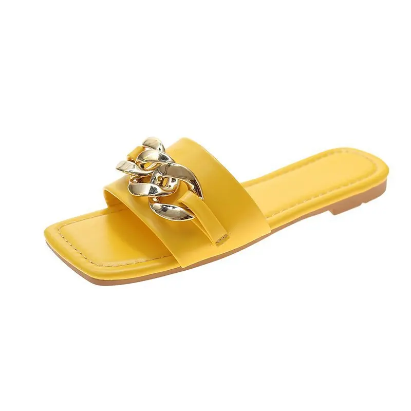 

Summer Women Sandals Flat Shoes Peep-Toe Light Non-slip Casual Shoes Women 2021 Women's Shoes Chain Decoration Beach Shoes 2021