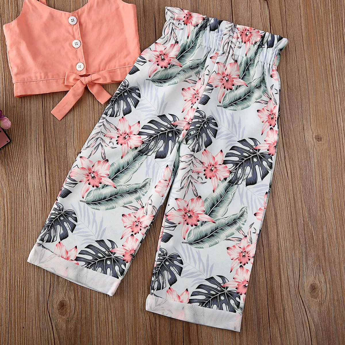 2020 летняя одежда для маленьких девочек детские топы на бретельках + брюки с