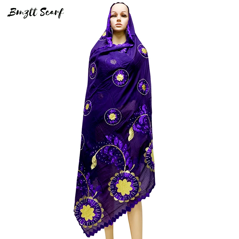 African Women Scarf Shawl Winter Cotton Embroider Hijabs Muslim Fashion Headscarf Turkey India Shawl For Women Arabic BF-190