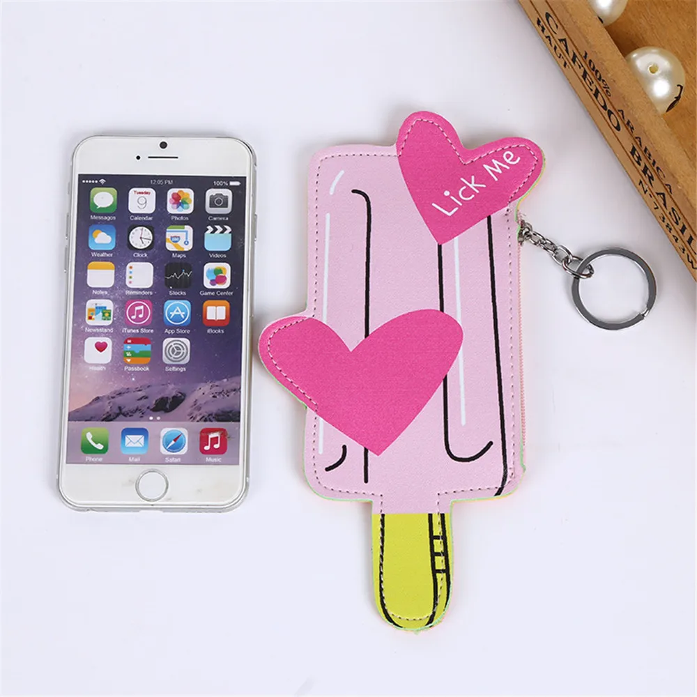 

ISKYBOB Lolita Style Kawaii PU Leather Coin Purse Square Cute Bottle Drink Ice Cream Pattern Coin Money Wallets & Holders 1 PC