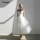 Verngo, простые белыеИскусственные Свадебные платья, 2021, на тонких бретельках, миди, трапециевидные Свадебные платья для женщин