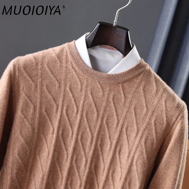 

100% Australian Wool Knitted Sweaters Men Jumpers Hot Sale Winter Oneck Long Sleeve Thicker Warm Pullovers Pure Woolen Clothes