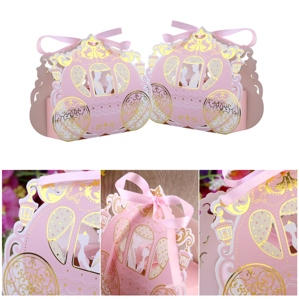 

UEETEK 50pcs Carriage Candy Boxes Sweets Packaging Favours for Wedding Party
