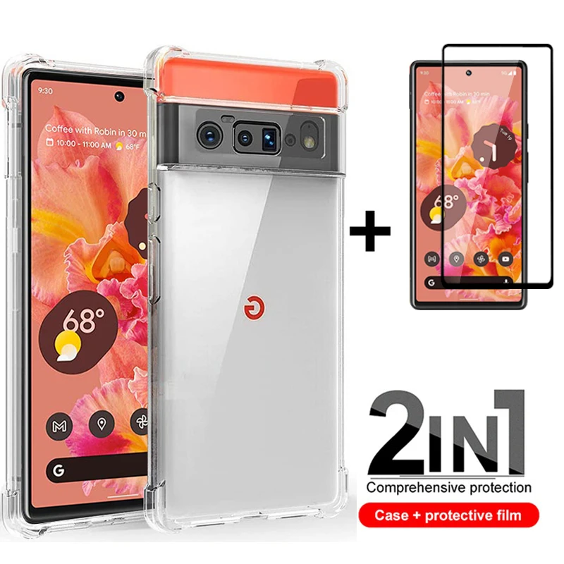 

3D Edge Full Tempered Glass With Soft TPU Case For Google Pixel6 Pixel 6 Pro Screen Protector Protective Film Guard For Pixel 6