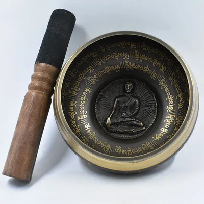 

Tibetan Singing Bowl Set Chakra Yoga Meditation Buddhist Supplies Buddhism Decoration with Silk Mat and Sticks Nepal Handmade