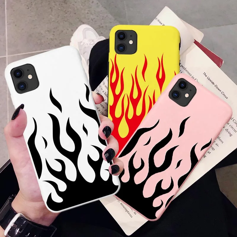 Artistic personality flame pattern phone case for iphone 11 12 13 Pro Max 7 8 plus X XR XS Max SE 2020 Soft Silicone cover