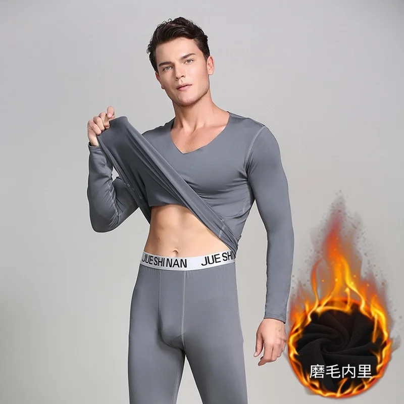 Winter Thermal Underwear Men Warm Underwear Set Non-marking Warm and Velvet Underwear Set Second Skin Long Johns for Men 4xl