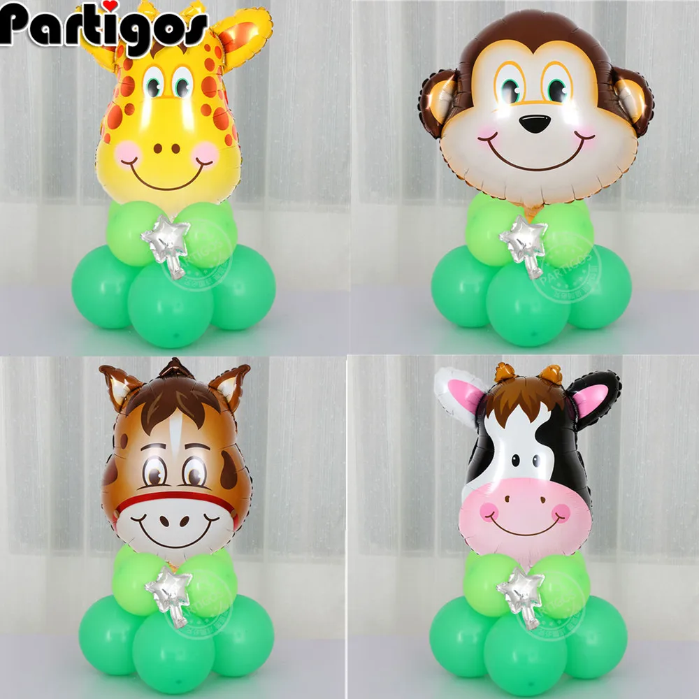 Воздушные шары из фольги в виде головы животного 64 см тигровые обезьяны львы