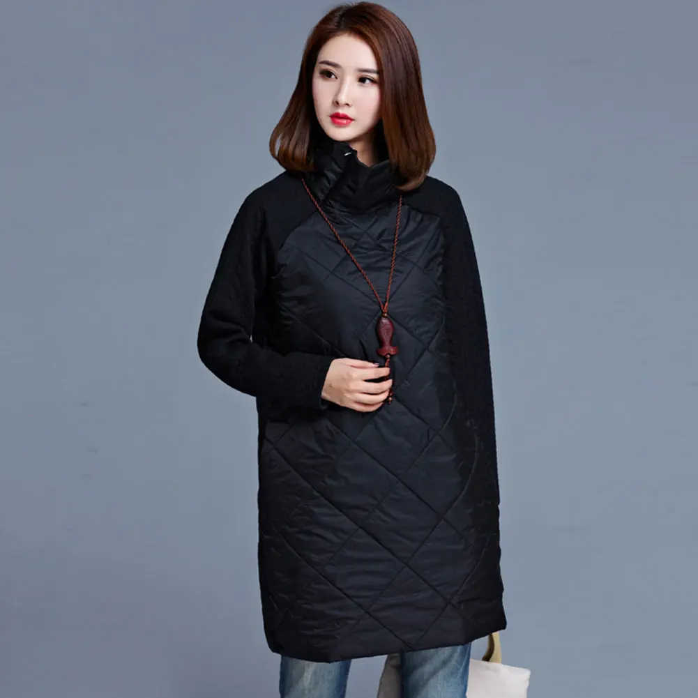 

fashion Padded cotton plus size women casual loose autumn spring winter dress vestidos femininos party dresses coat