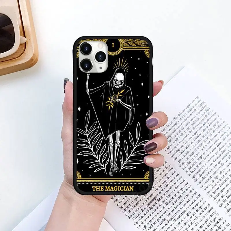 

Death Tarot design pattern Phone Case for iPhone 11 12 pro XS MAX 8 7 6 6S Plus X 5S SE 2020 XR Luxury brand shell funda coque