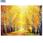 Алмазная живопись с изображением природного свежего солнечного света, наборы для вышивки крестиком, алмазная 5d Вышивка, мозаика, живопись, желтое дерево, лес, пейзаж