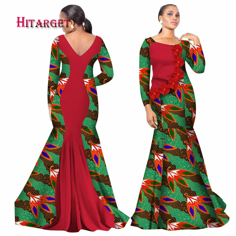 Hitarget 2019 базин богатые африканские платья для женщин с принтом со сращением О