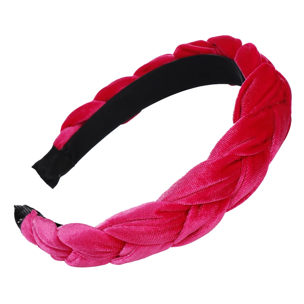 Женский обруч для волос однотонный в форме косы |