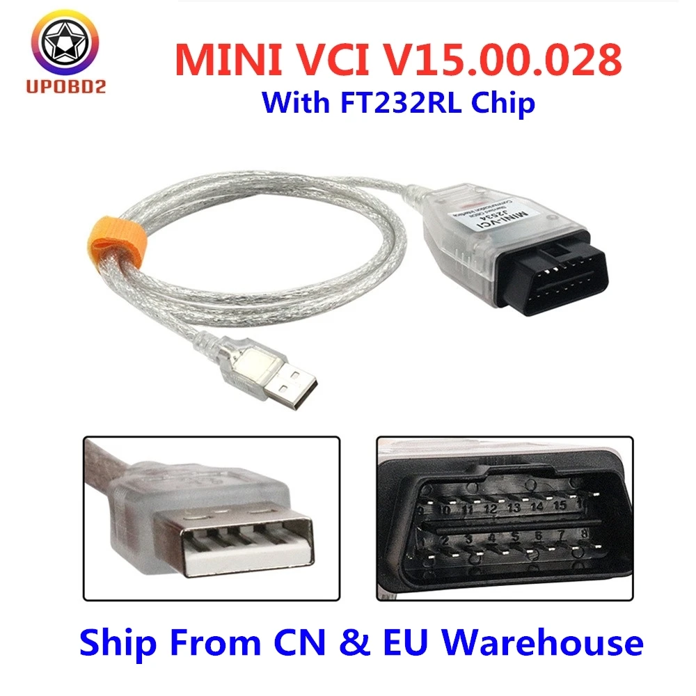 Кабель для диагностики OBD2 USB-кабель с интерфейсом V15.00.028 MINI VCI TOYOTA TIS Techstream FT232RL Chip