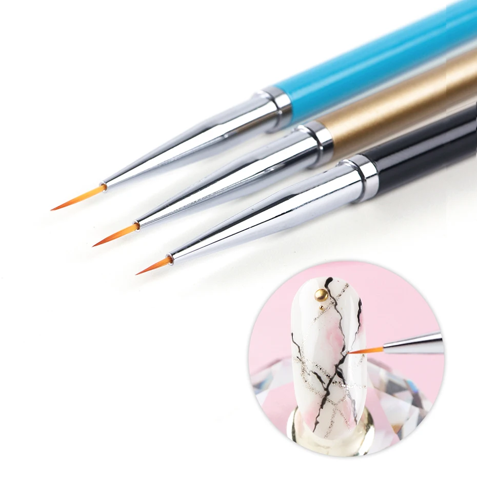STZ 3pcs Nail Art Brush Set Professional Liner Drawing Brushes For Manicure Painting Pen Acrylic UV Gel Polish Lines Tools#1048
