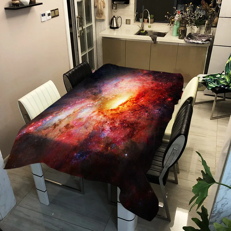 

Galaxy Blue Starry Universe Space Mysterious Nebula Ornaments Elastic Tablecloth Cafe Decorations Party Home Decor Table Cover