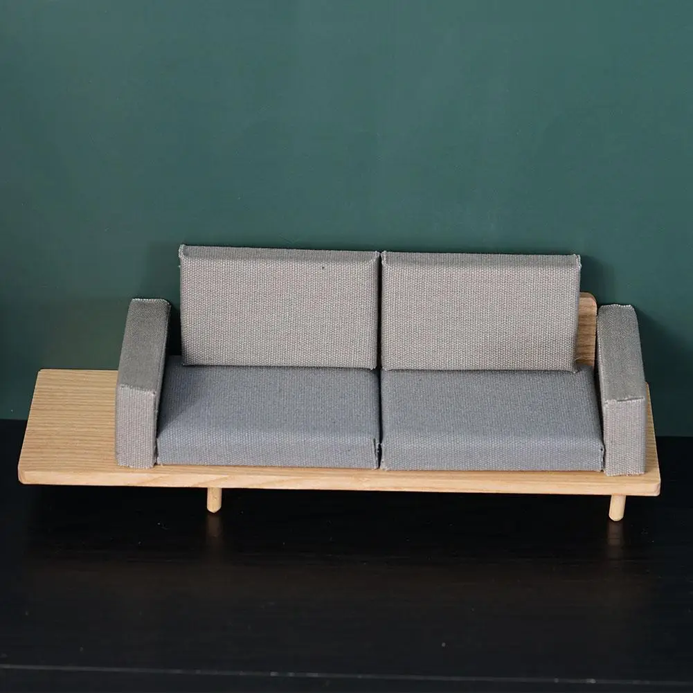 

New 1/12 Miniature Accessories Dollhouse Sofa with Back Cushion Mini Sofa Chair Furniture Model Toys for Doll House Decoration
