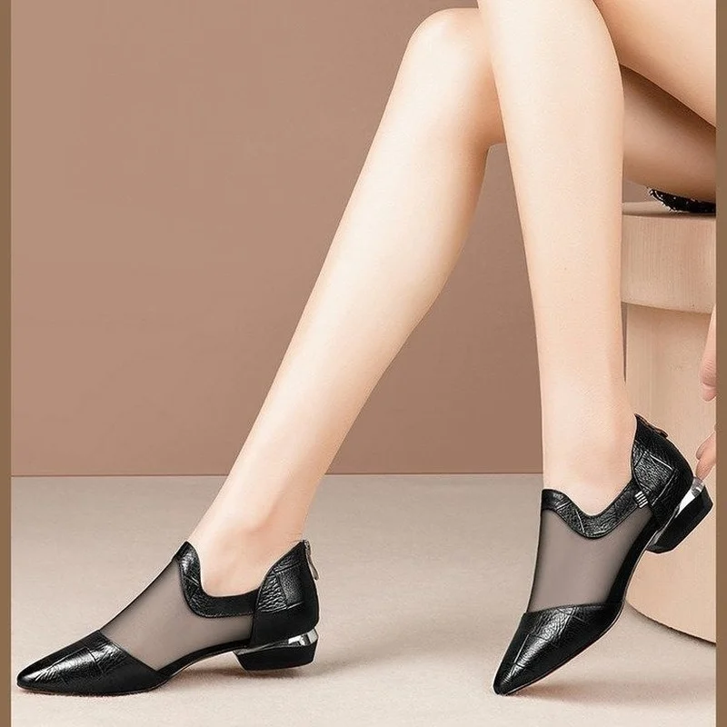 

Mesh Single Shoes Women's Low-heeled Pointed Toe Fashion Hollow Casual Sandals Women 2021 Summer New Korean Women's Sandals