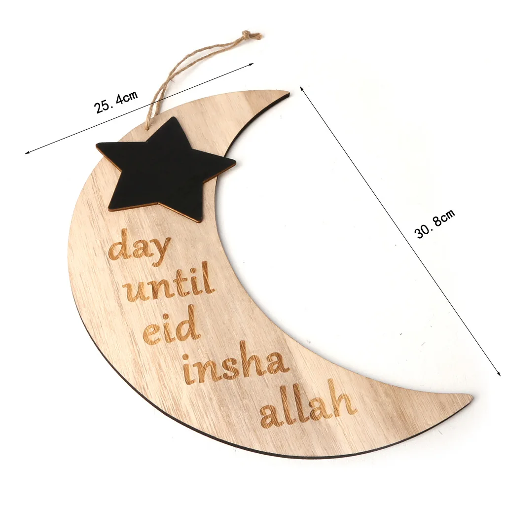 

Ramadan Decoration 2PCS Gurban Eid Mubarak Wooden Pendant Custom Moon Countdown Wooden Home Decoration Crafts