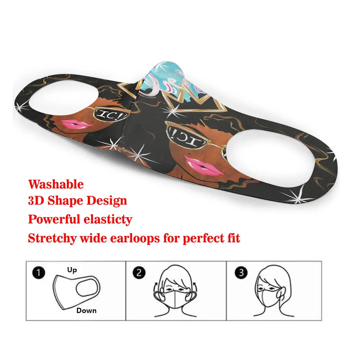 

Black Girl Magic Washable elastic Earloop Face Breathing Mask Reusable Anti Dust Cotton Mouth For Adults