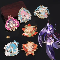 anime genshin impact pins brooch beelzebul kamisato ayaka naganohara yoimiya ganyu badge brooches anime fans collect jewelry