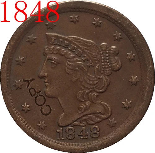 США 1845-1857 плетеные волосы пол-цента КОПИЯ монет | Дом и сад