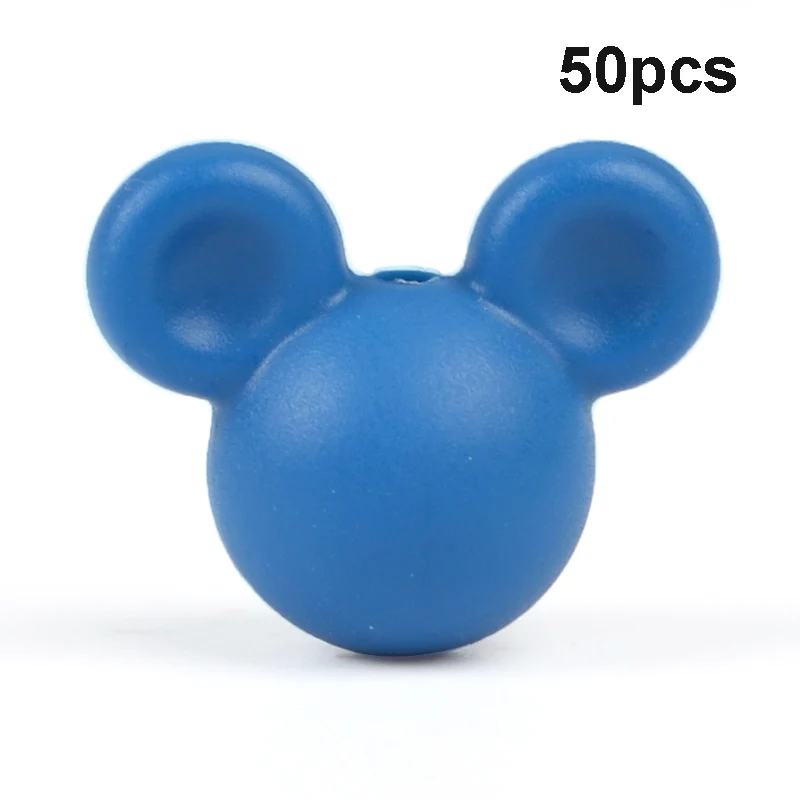 Vivid blue LOFCA 50 шт силиконовые бусины для прорезывания зубов Микки детские бусины для прорезывания зубов силиконовые бусины пищевого качества BPA бесплатно DIY Изготовление ожерелий с подвесками - Цвет: Vivid blue