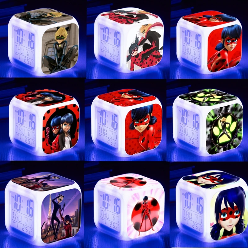 Новый милый мультяшный цифровой будильник с 7 звездами и светодиодной