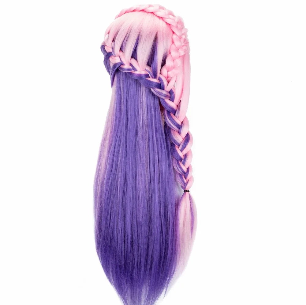 Розового и фиолетового цветов длинные волосы голова манекена для косметологии