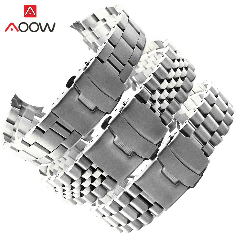 Stainless Steel Band Strap 20mm 22mm Seamless Folding Buckle Diving Men Sport Replacement Bracelet Watch Accessories for Seiko