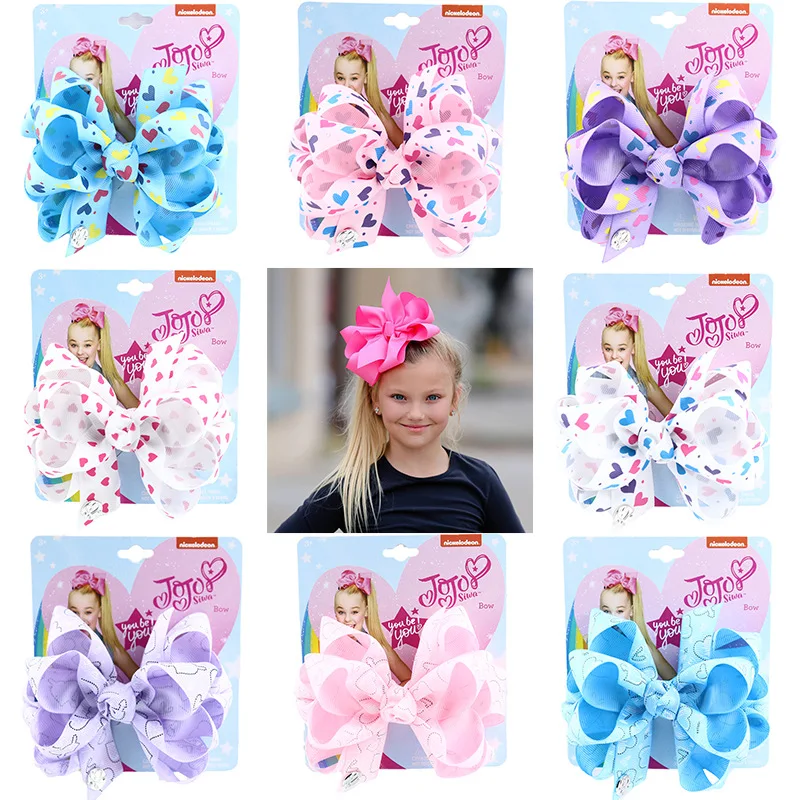 

5" jojo siwa Bows Clip Grosgrain Heart Dot Hair Bow with Alligator Clips Hairpins Fashion Hair Accessories for Children