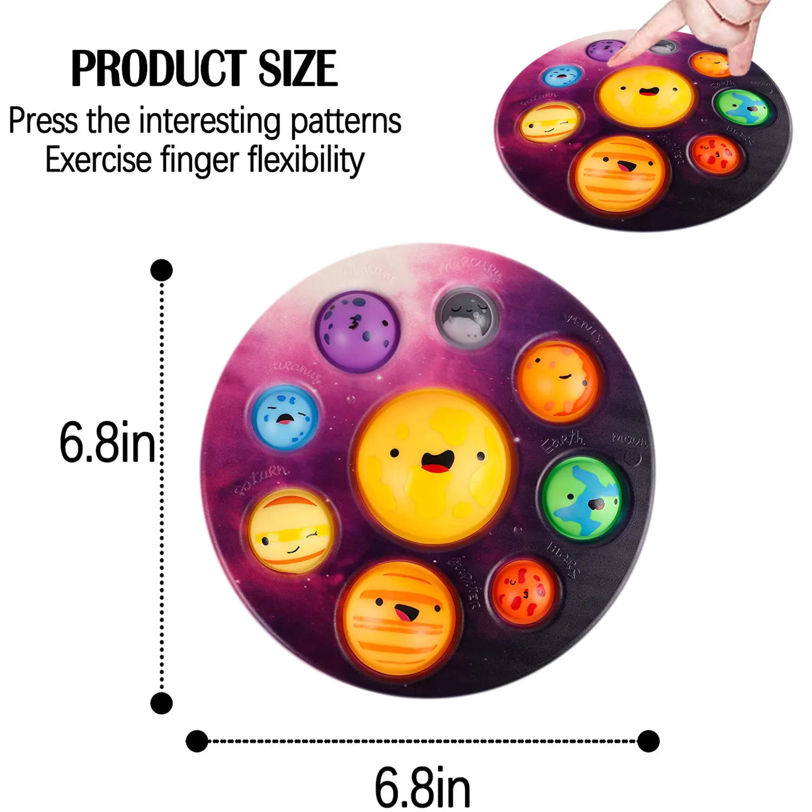 

1-2pc Solar System Fidget Dimple Toy Stress Relief Sensory Dimple Digits Educational Autism Special Needs Stress Reliever