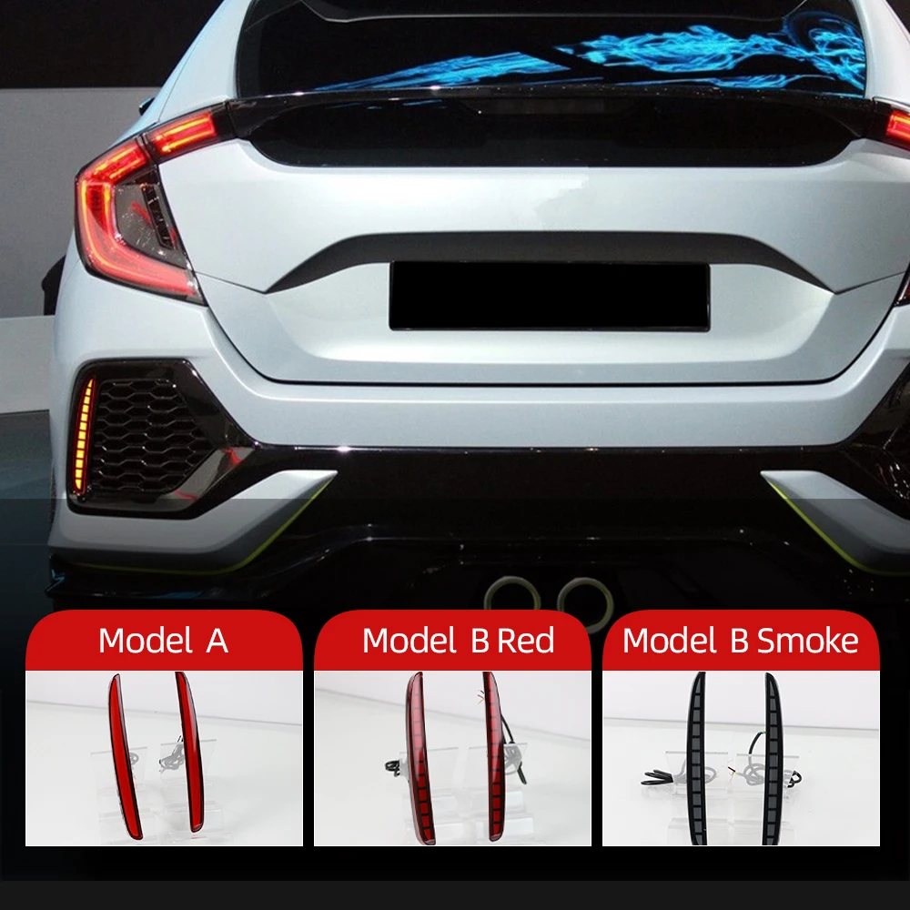 CSGJMY 2 шт. для Honda Civic Тип R 2016 2017 2018 светодиодный задний бампер противотуманная фара