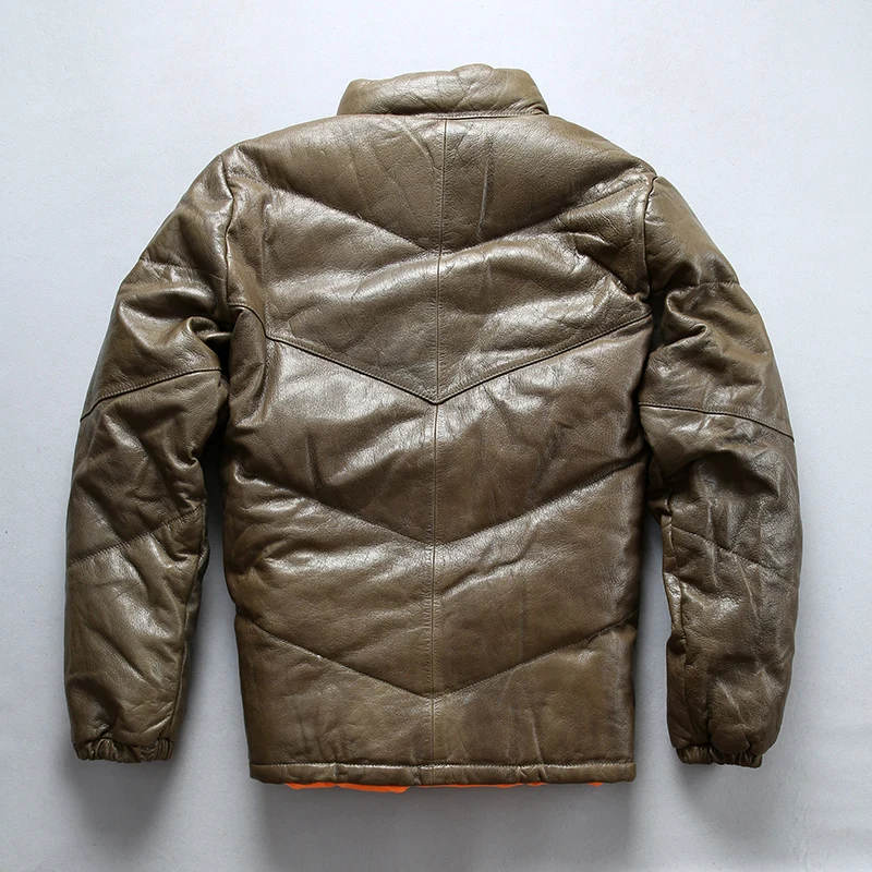 Куртка AVFLY из натуральной кожи с воротником-стойкой короткий толстый пуховик