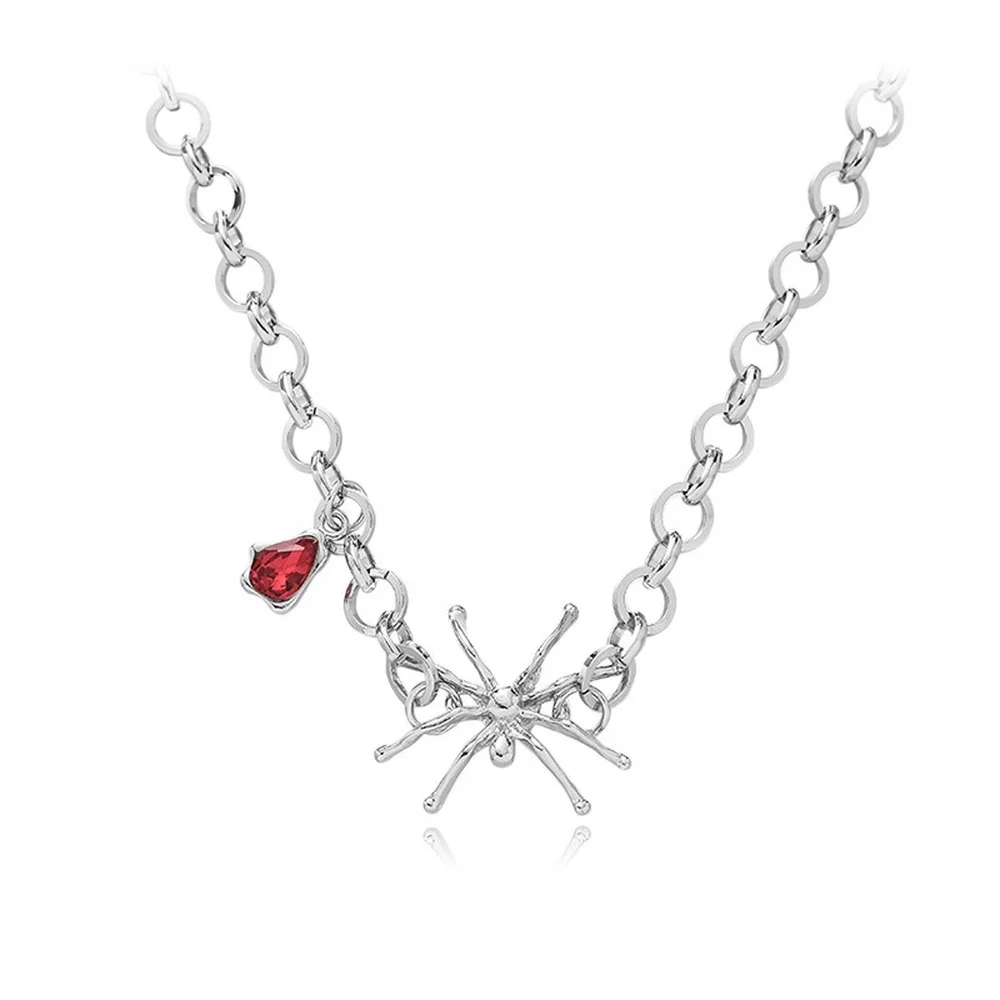 

Fashion niche spider ruby pendant necklace sweater chain simple thick chain clavicle chain ladies necklace