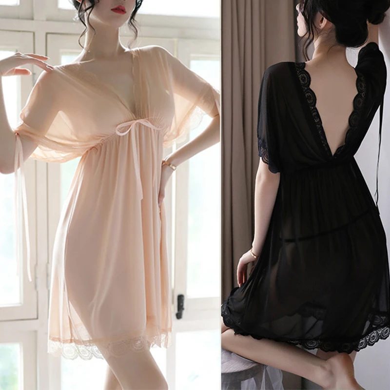 

Женское сексуальное нижнее белье, ночная рубашка, женские эротические костюмы, костюм с глубоким V-образным вырезом и открытой спиной, эроти...