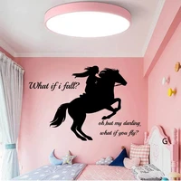 horse what if i fall quote hunter jumper wall sticker inspirational quote unicorn animal wall decal girl room bedroom vinyl