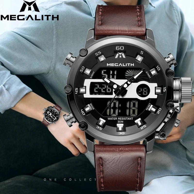 Часы наручные MEGALITH Мужские кварцевые модные светодиодные спортивные