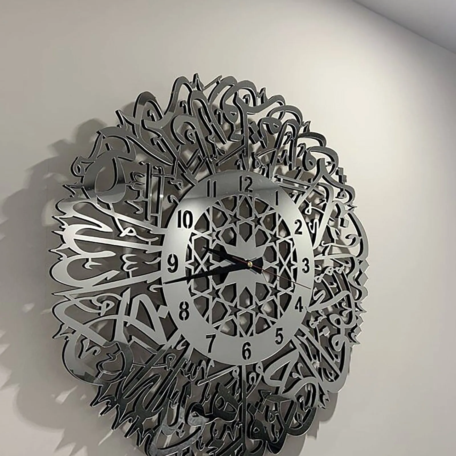 

Metal Wall Decor Statues Islamic Wall Art Model Ornament Ayatul Kursi Shiny Polished Clock Indoors Decor Bedroom Luxury Gifts
