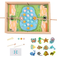 wooden magnetic fishing game toy 4 in 1 peas beads magnetic fishing toys montessori educational activity learning toys