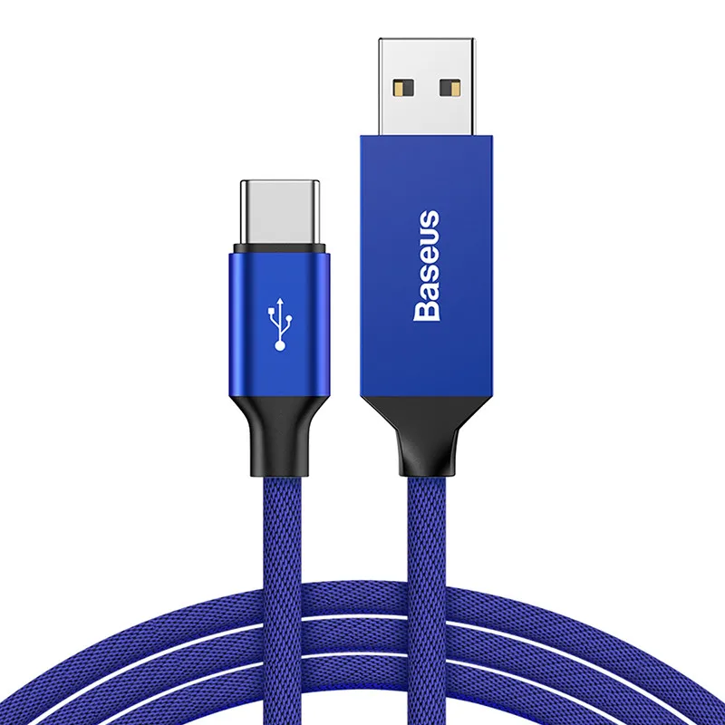 Baseus Тип usb C кабель для samsung Note 8 S8 S9 плюс быстрый заряд 3,0 Тип C кабель для Xiaomi Mi 8 9 USB-C кабели для мобильных телефонов - Цвет: Blue Type C Cable