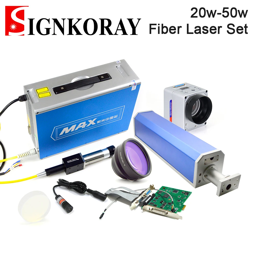 

SignKoray MAX волоконный лазерный источник MFP 30-50 Вт комплект головок Galvo RC1001 JG сканирующие линзы JCZ карта управления для волоконно-лазерной маркир...