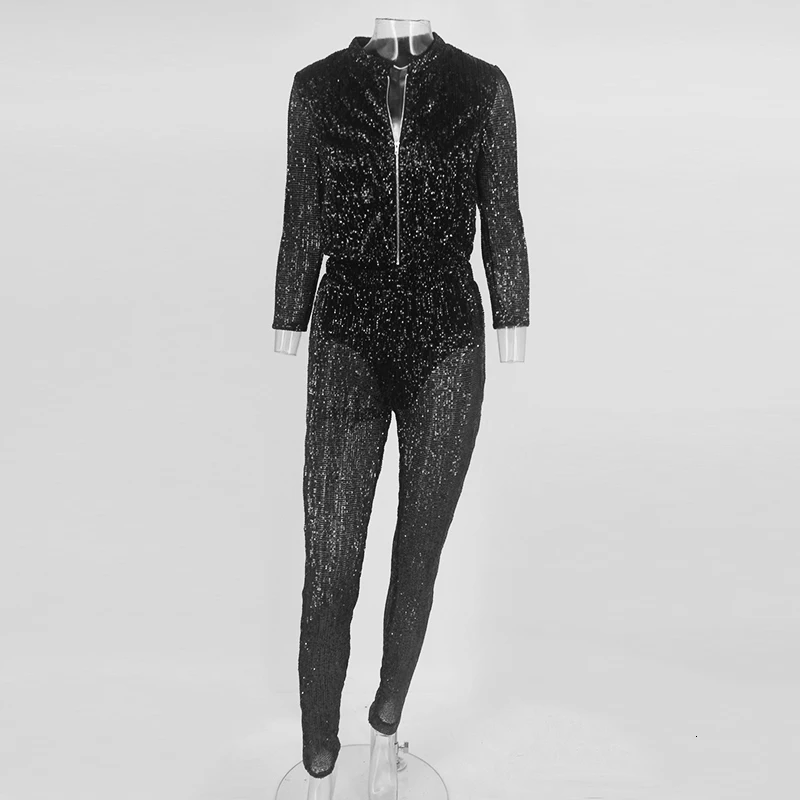 Slaygirl, сексуальный женский комбинезон с блестками,, длинный рукав, Облегающий комбинезон, элегантный комбинезон, Осенний комбинезон, женский комбинезон